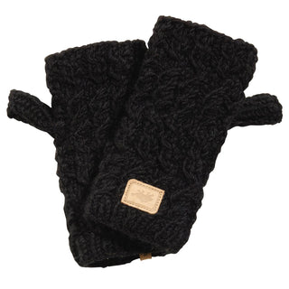 Turtle Fur Ready to Ship Mika Hand Knit Fingerless Mittens - Black