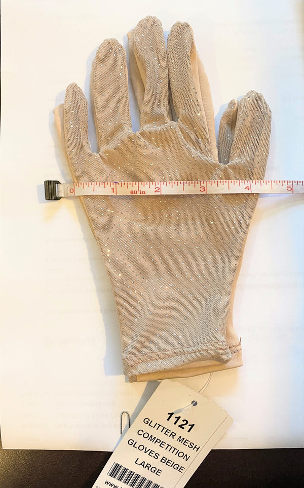 Jerry's Competition Glitter Mesh Gloves - Beige