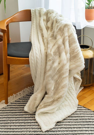 Faux Fur Cable Knit Throw