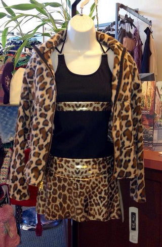Se_ku Ready to Ship Hip Hugger Skirt - Leopard Metallic